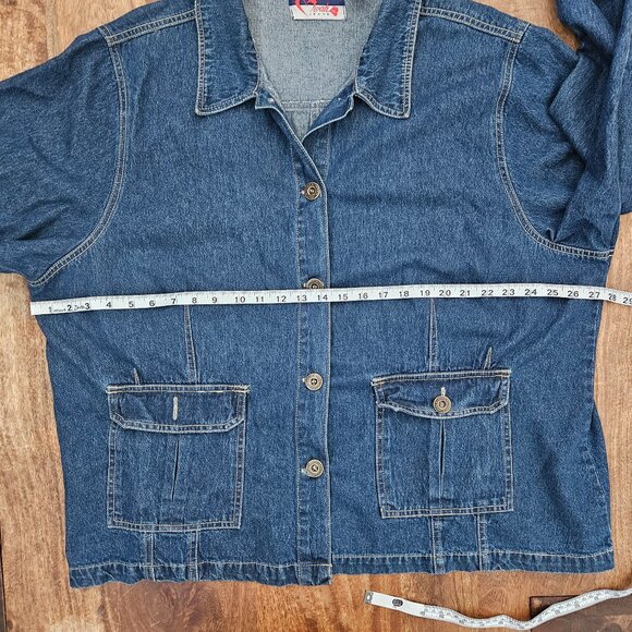 Swak Jeans Jacket Womens 26/28W Blue Demin Long Sleeves Pockets - Picture 2 of 4